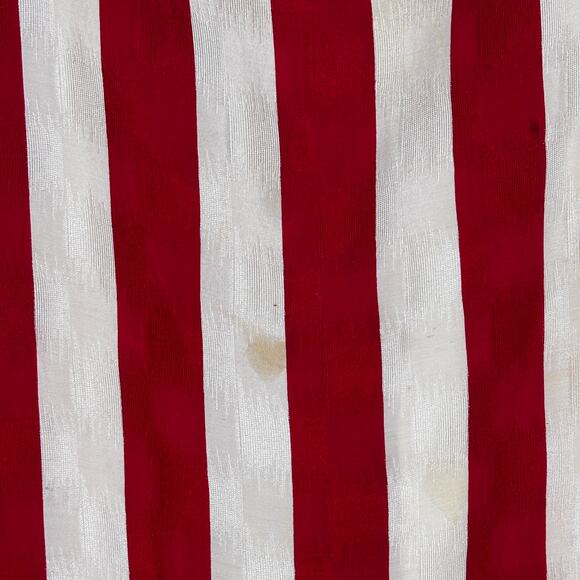 Vintage 1980s Flora Kung Silk Red White Striped Dress Damask Wounded Bird AS IS - Picture 6 of 16